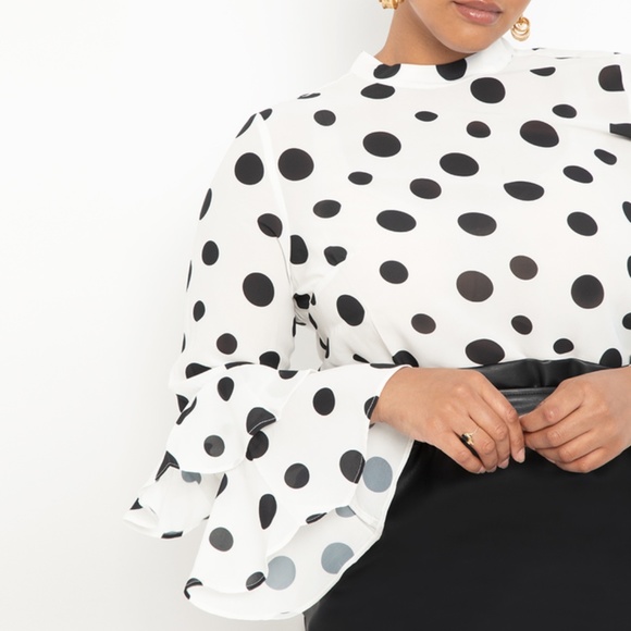 Eloquii Tops - Eloquii Polka Dot Dramatic Sleeve Top NWT Size 16